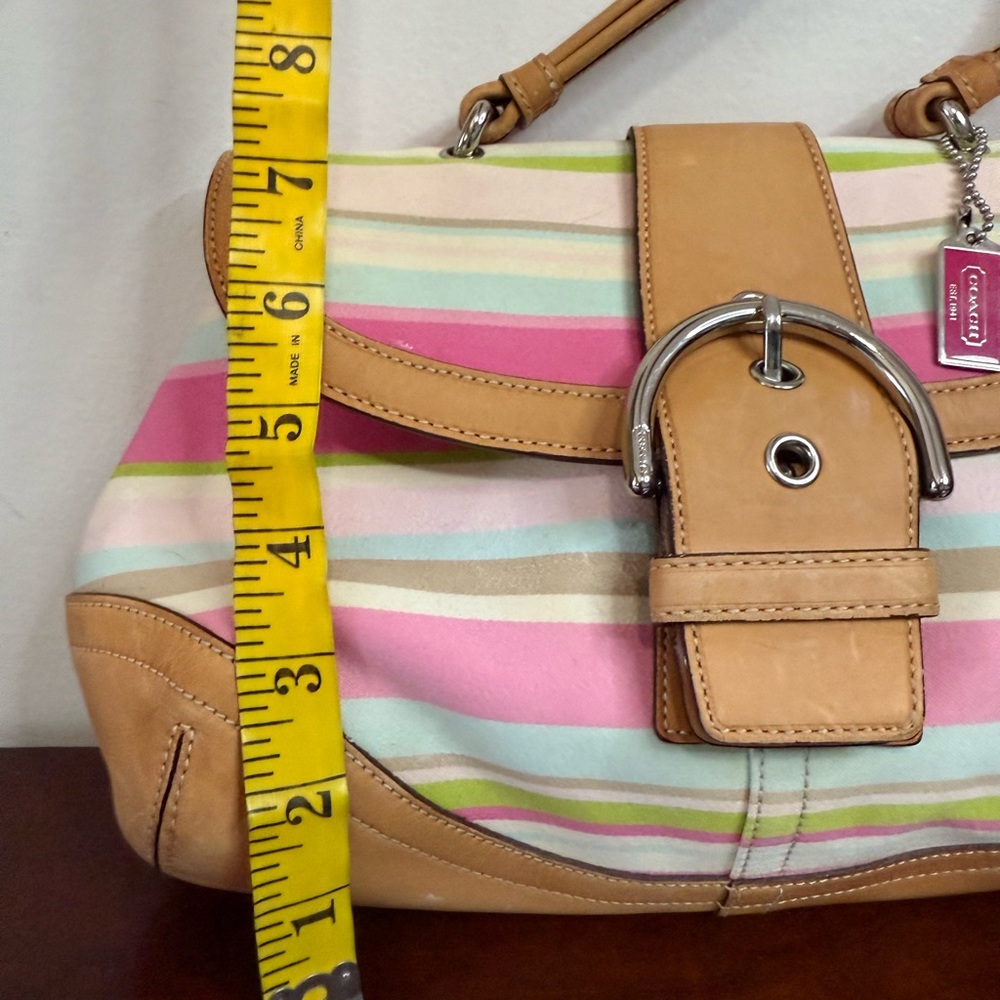 Coach Vintage Twill Soho Pink Multicolor Striped Top Handle Bag - Picture 5 of 13